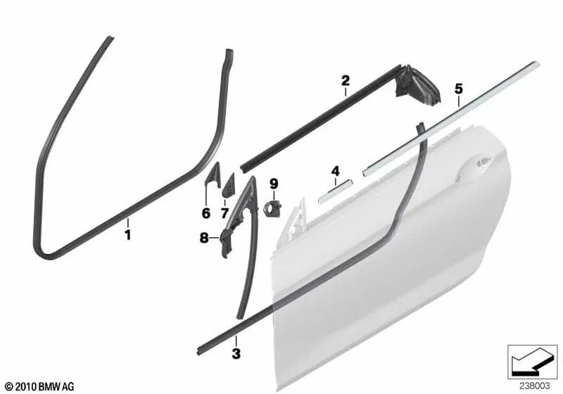 Junta entrada ranura de puerta izquierda para BMW Serie 6 F12, F13 (OEM 51337221179). Original BMW