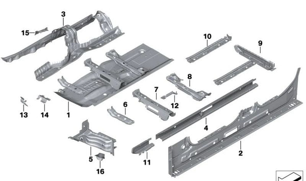 Travesaño Placa de Talón Derecho para BMW Serie 3 G20, G21, G80, G81, Serie 4 G22, G23, G26, G82, G83 (OEM 41007487316). Original BMW