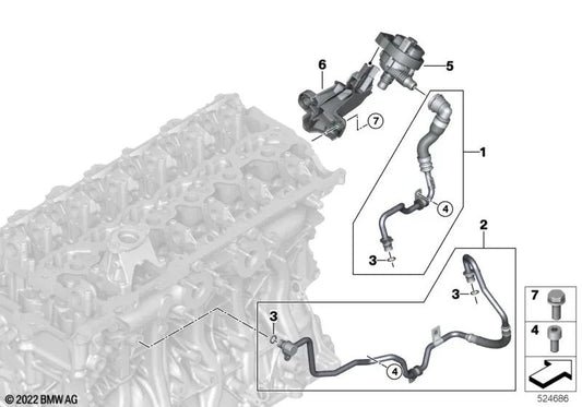 Tubería de refrigerante precatalizador para BMW Serie 5 G60, Serie 7 G70, X5 G05N, G18N, X6 G06N, X7 G07N, XM G09 (OEM 11538489595). Original BMW