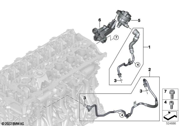 Tubería de refrigerante precatalizador para BMW Serie 5 G60, Serie 7 G70, X5 G05N, G18N, X6 G06N, X7 G07N, XM G09 (OEM 11538489595). Original BMW