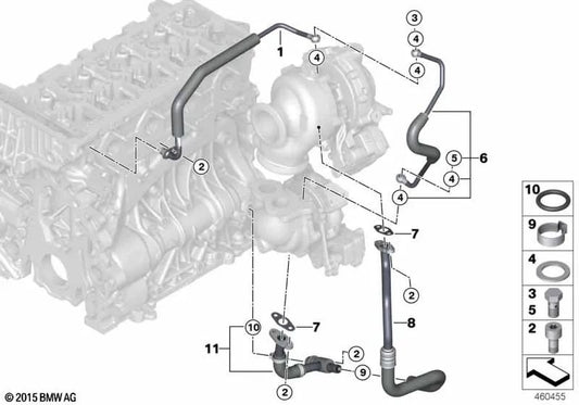 Tubo de retorno para BMW F48, F39 (OEM 11428513619). Original BMW.