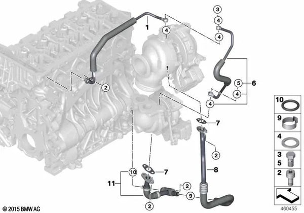 Conducto de aceite para BMW F48, F39 (OEM 11428472394). Original BMW