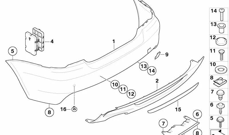 Difusor trasero inferior OEM 51128045506 para BMW E82, E88. Original BMW.