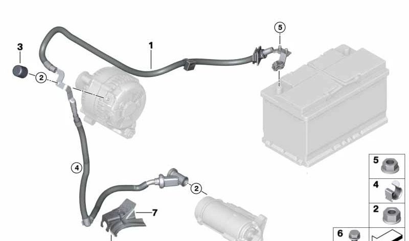 Cable de batería/arranque OEM 12428654635 para BMW F40, F44, F45, F46, F48, F39 y MINI F55, F56, F57, F54, F60. Original BMW/MINI