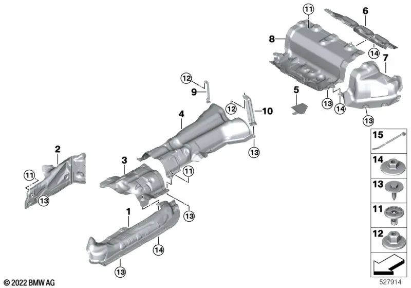 Aislamiento térmico amortiguador trasero derecho para BMW Serie 3 G80, G81, G80N, G81N, Serie 4 G82, G83, G82N, G83N (OEM 51488070514). Original BMW.