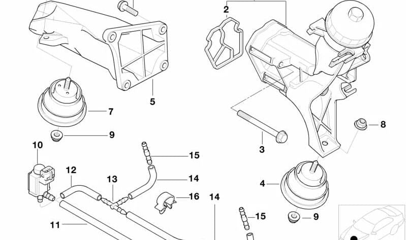 Soporte de motor derecho para BMW Serie 5 E39 (OEM 22116751582). Original BMW