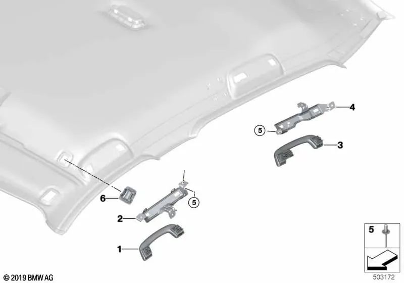 Soporte Asidero Trasero Izquierdo para BMW F40 (OEM 51167444545). Original BMW