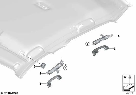 Linke hintere Griffstütze für BMW F40 (OEM 51167444545). Original BMW