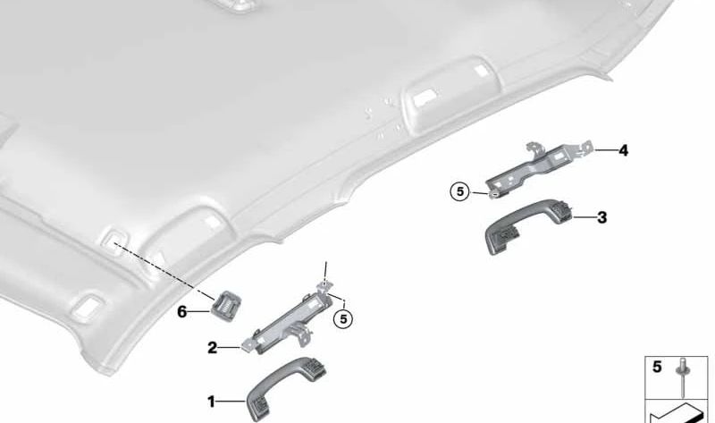 Manico del tetto anteriore (OEM 51167495617) per BMW F20, F21, F40, F70, F30, F31, F34, F35, F80, F10, F11, F18, F15. BMW originale.