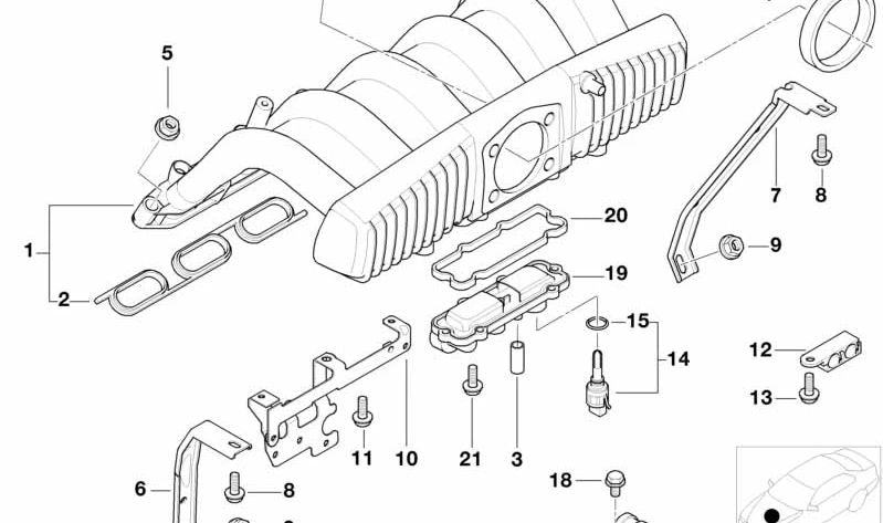 Tubería de admisión OEM 11611707027 para BMW E36, Z3. Original BMW.