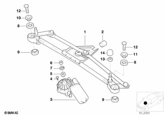 Windscreen Wiper Console for BMW F07, F10, F11, F06, F12, F13, F01N, F02N (OEM 61608400000). Original BMW