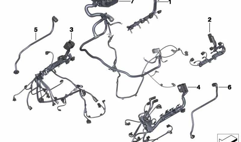 Cableado de motor OEM 12517850287 para BMW F10, F06, F12, F13. Original BMW.