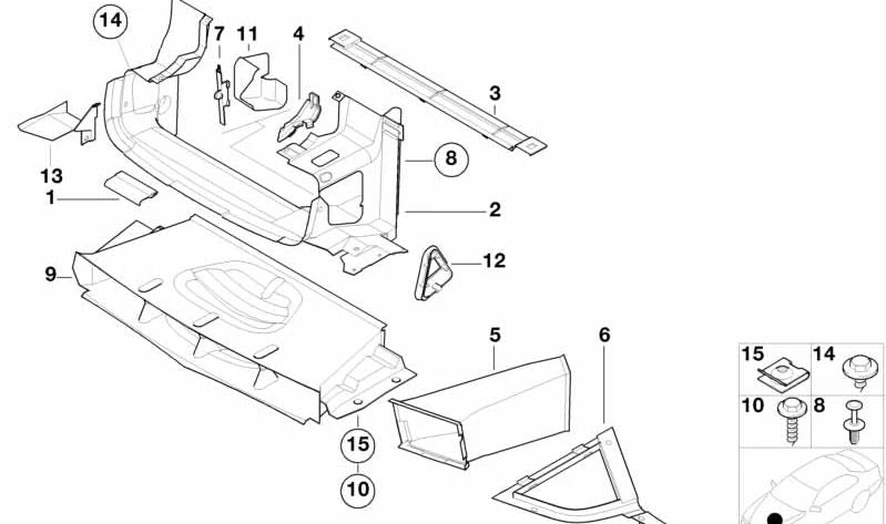 Guía de aire delantera para BMW Serie 3 E36 (OEM 51711977046). Original BMW