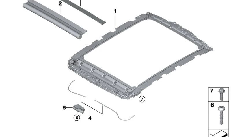 Rollo de techo panorámico OEM 54105A32086 para BMW G70. Original BMW.