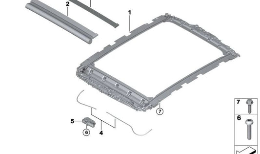 OEM 54105A32086 Rouleau de toit panoramique pour BMW G70. BMW d'origine.