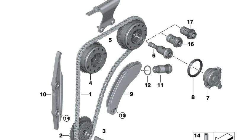 Variador del árbol de levas de admisión OEM 11367608788 para BMW F45, F46, F48, F39, I12. Original BMW.