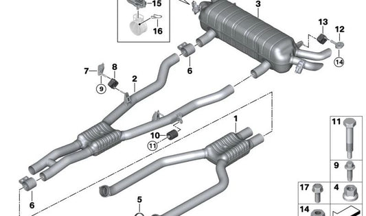 Silent rear with OEM escape valve 18305A241E8 for BMW G70. Original BMW.