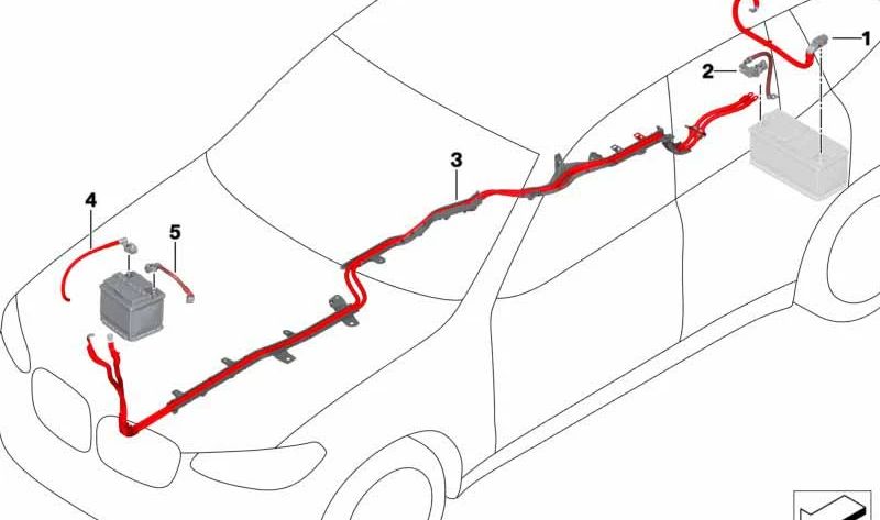 Cable de batería para BMW X3 F97, G01, G08, X4 F98, G02 (OEM 61128736073). Original BMW