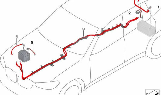 Cable de batería más Bajo el suelo para BMW G01, G01N (OEM 61128729697). Original BMW