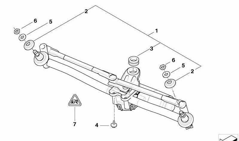 Bielas del limpiaparabrisas con motor para BMW E83 (OEM 61617051669). Original BMW.