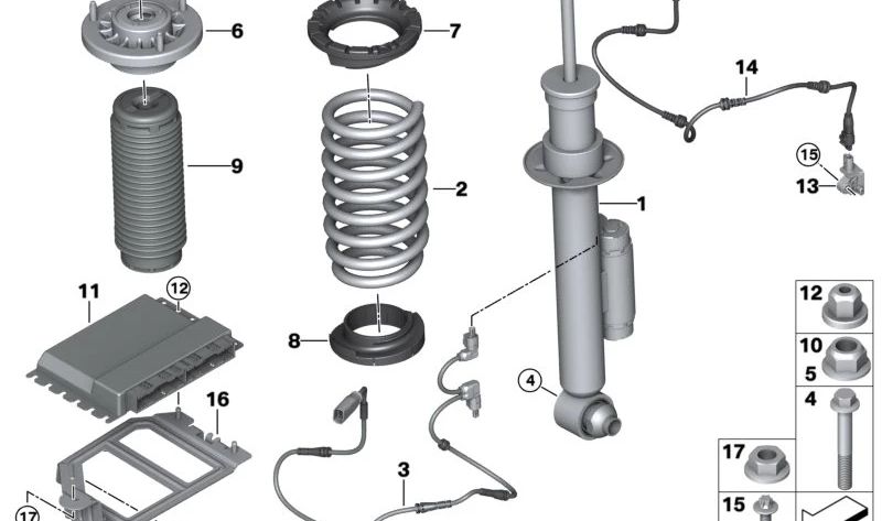 Amortiguador adicional OEM 33536866806 para BMW G30, G31, G14, G15, G16. Original BMW.