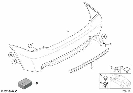 Tapa de remolque imprimada para BMW Serie 3 E46 (OEM 51127894798). Original BMW