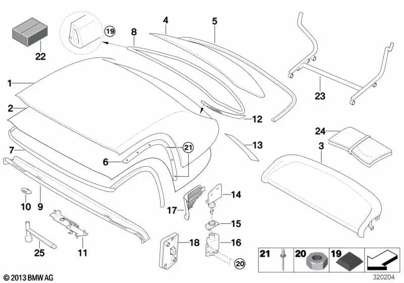 Recubrimiento de techo para BMW E52 (OEM 54217028789). Original BMW