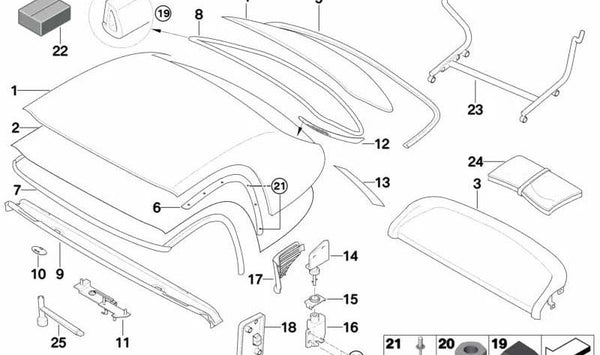 Fijación de carril Junta izquierda para BMW E52 (OEM 54217006047). Original BMW.