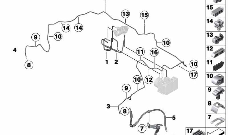 Latiguillo de freno delantero OEM 34306854017 para BMW F20, F21, F22, F30, F31, F34, F32, F33. Original BMW