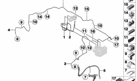 Latiguillo de freno delantero OEM 34306854017 para BMW F20, F21, F22, F30, F31, F34, F32, F33. Original BMW