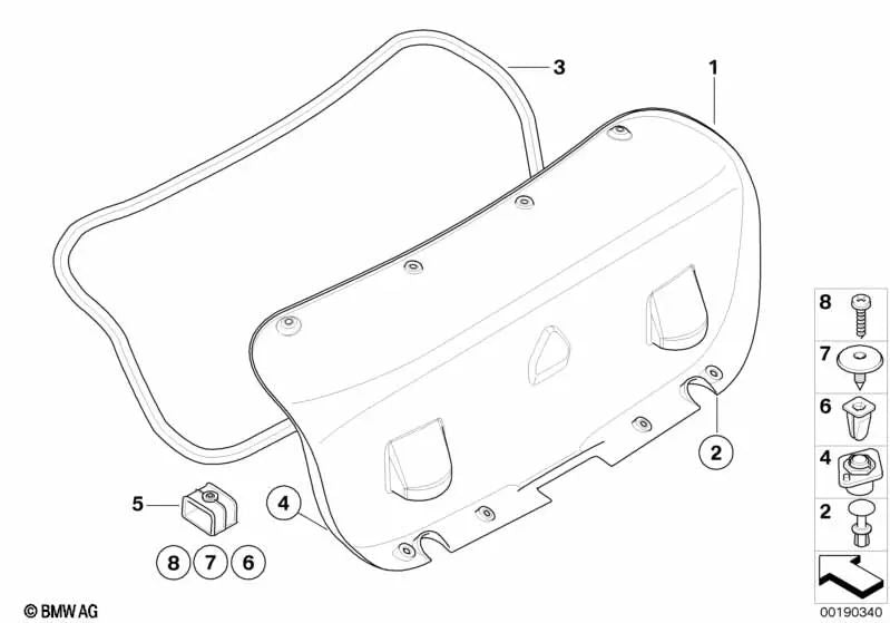 Tailgate trim for BMW E90N (OEM 51497201796). Original BMW.