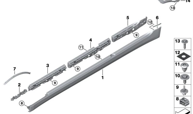 Right retaining bar for BMW F90, G30, G31 (OEM 51777387344). Original BMW