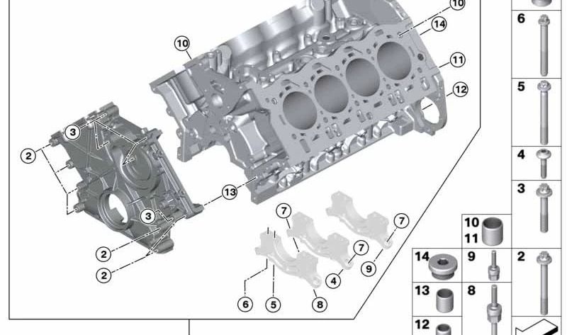 Carcasa de cilindro del cigüeñal para BMW G30, G11, G12, G05, G07 (OEM 11118600981). Original BMW.