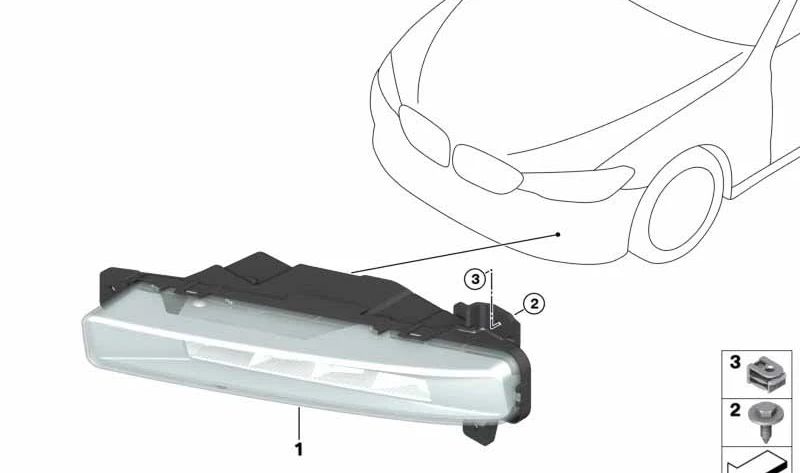 Antiniebla LED derecho OEM 63177349132 para BMW G30, G31, G38, G32. Original BMW.