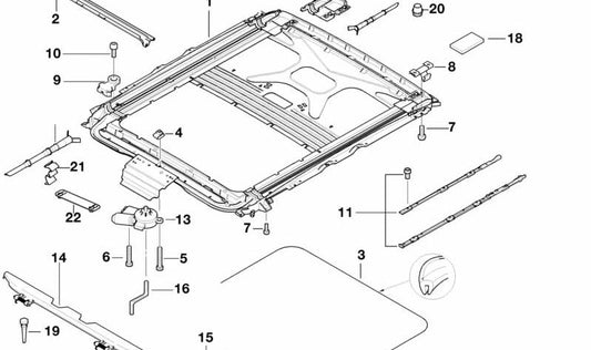 Marco techo corredero completo para BMW E39 (OEM 54128250049). Original BMW