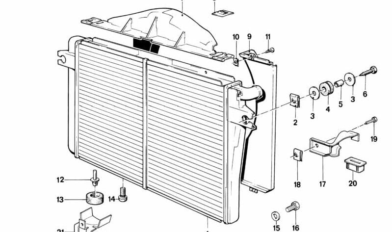 Radiator with Transmission Oil Cooler for BMW 5 Series E28 (OEM 17111178216). Original BMW