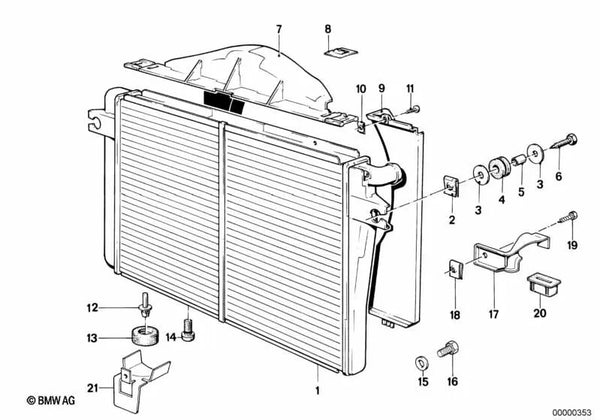 Cubierta del ventilador para varios modelos/series de BMW (OEM 17111178112). Original BMW