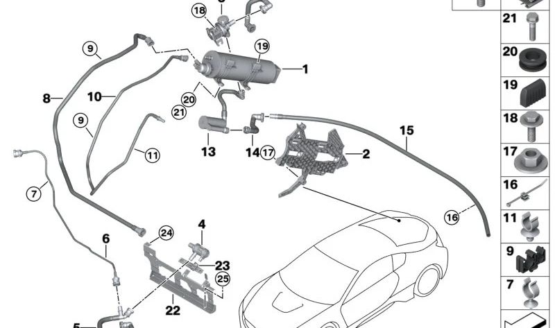 Aktivkohlefilter für BMW I12, I15 (OEM 16137339205). Original BMW.