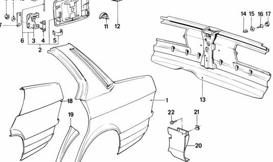 Cubierta derecha OEM 51711925998 para BMW Serie 5 E28. Original BMW.