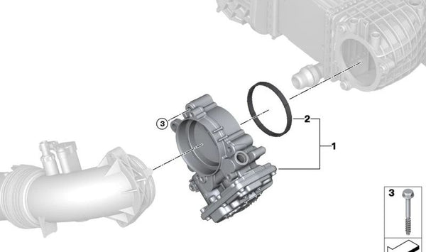 Cuerpo de mariposa para BMW G20N, G21N, G22N, G23N, G26N, G60, G70, G45, G05N, G18N, G06N, G07N, G09 (OEM 13549847189). Original BMW.