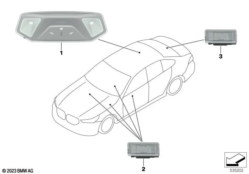 Footwell/Center Console Light for BMW 2 Series U06, 5 Series G60, 7 Series G70, i I20, X1 U11, U12 (OEM 63315A5CF94). Original BMW