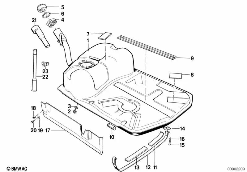 Spannband derecho para BMW E32 (OEM 16111179466). Original BMW