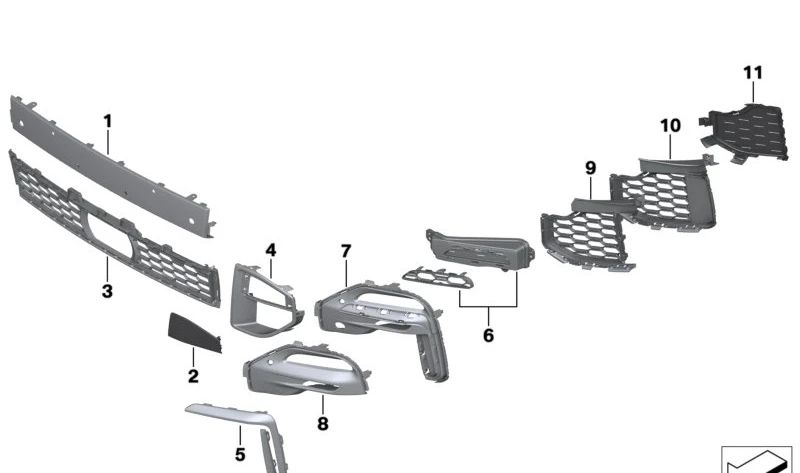 Rejilla de Entrada de Aire Central para BMW G05 (OEM 51118069211). Original BMW