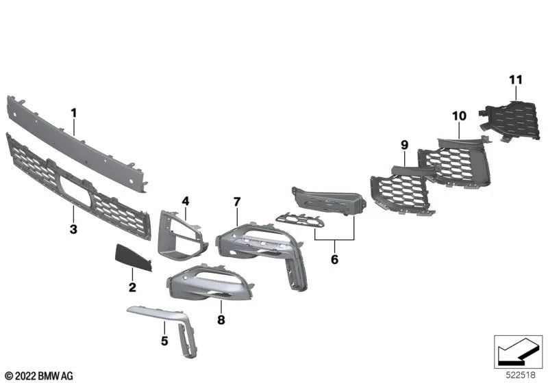 Tapa del gancho de remolque pintada derecha para BMW G05 (OEM 51118069237). Original BMW