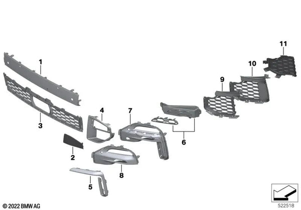 Rejilla de Entrada de Aire Central para BMW G05 (OEM 51118069208). Original BMW