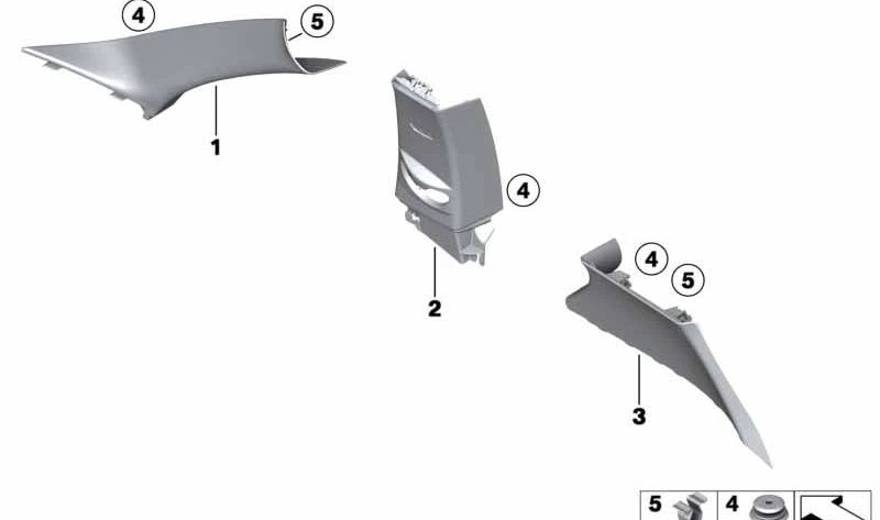 Embellecedor Pilar C Izquierdo OEM 51438051511 para BMW F21. Original BMW.