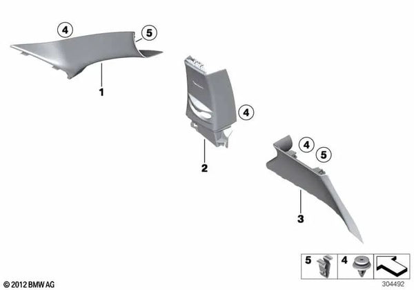 Cubierta columna B arriba derecha para BMW Serie 1 F21, F21N (OEM 51438051510). Original BMW.