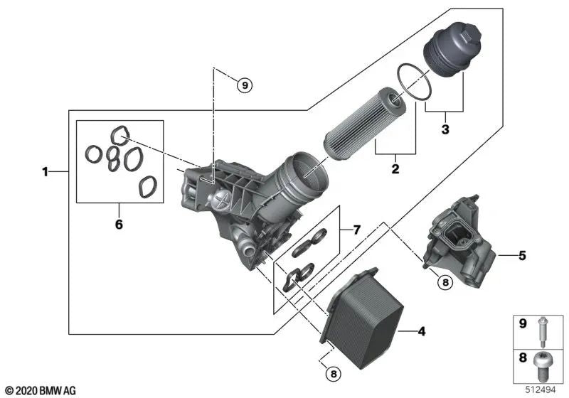 Carcasa de Termostato con Termostato para BMW G42, G20, G20N, G22, G26 (OEM 11428489299). Original BMW