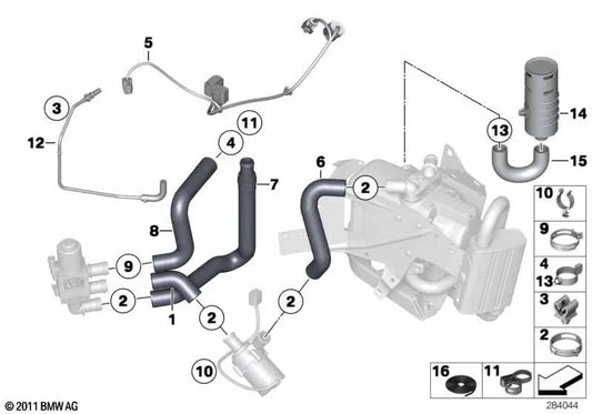 Cableado para calefacción auxiliar para BMW Serie 5 F07, F10, F11, Serie 6 F06, F12, F13, Serie 7 F01N, F02N (OEM 64129184374). Original BMW