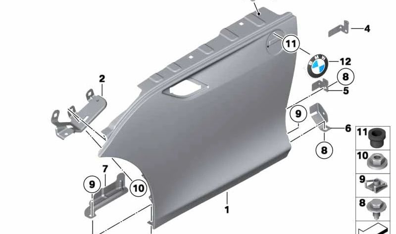 Soporte pared lateral superior derecha para BMW Z4 E89 (OEM 41007269648). Original BMW